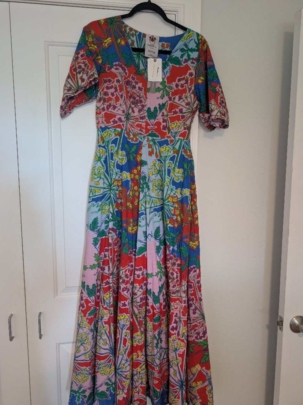 Anthropologie Vibrant Patterned Cotton Maxi Dress